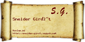Sneider Girót névjegykártya